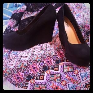 Sleek suede platform wedges